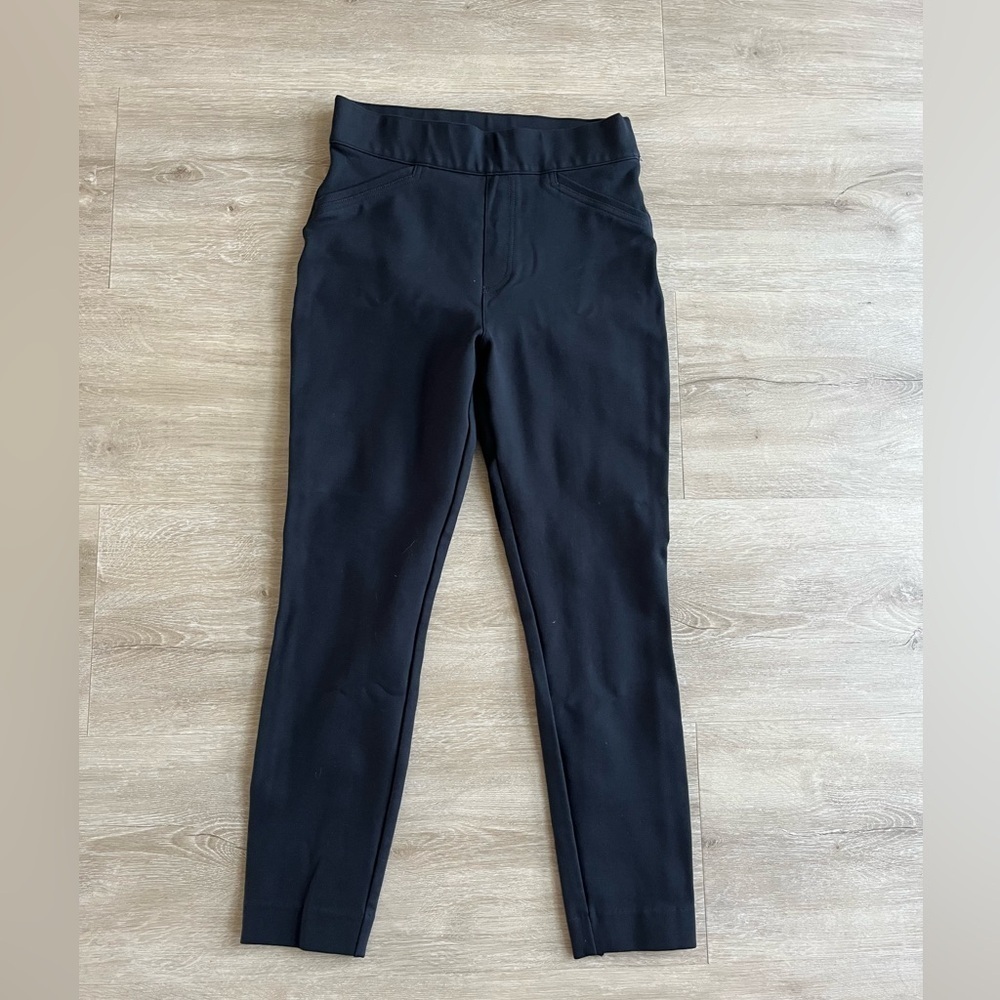 Spanx The Perfect Pant Womens Small Black Ankle Back Seam Skinny Ponte Pull On